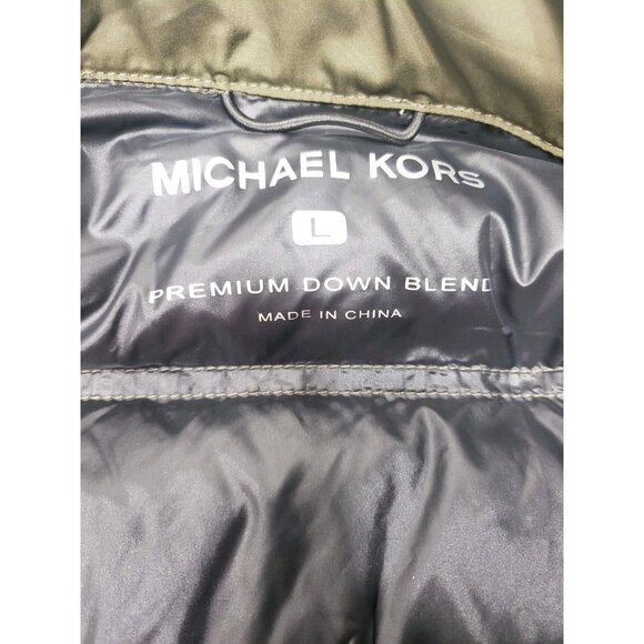 Michael Kors Men’s Green Premium Down Blend Quilted Puffer Full-Zip Jacket Sz Lg - Picture 3 of 15